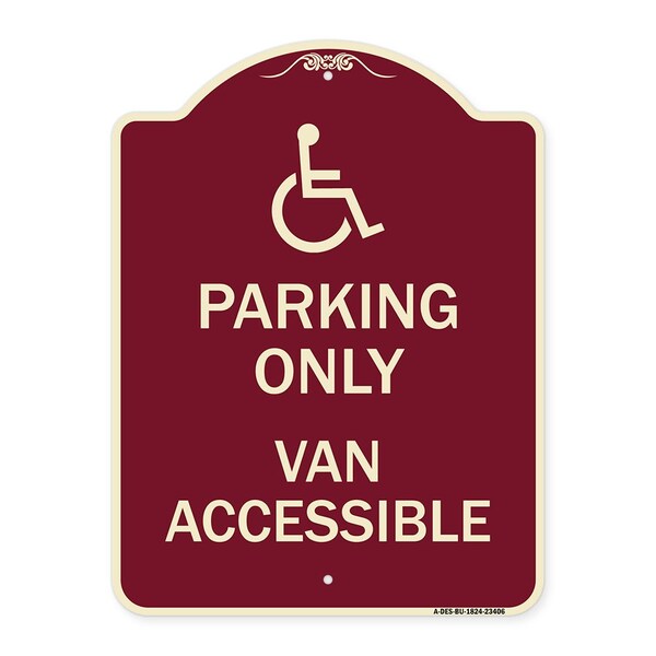 Parking Van Accessible W/ Graphic Heavy-Gauge Aluminum Architectural Sign, 24" x 18", BU-1824-23406